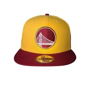 New Era Golden State Warriors Fitted Cap - Yellow & Maroon - Size 7 1/8